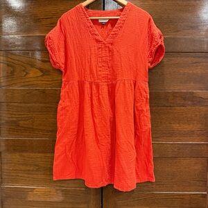✅ Universal Thread sz medium cotton Red/Orange dress pockets v neck short sleeve